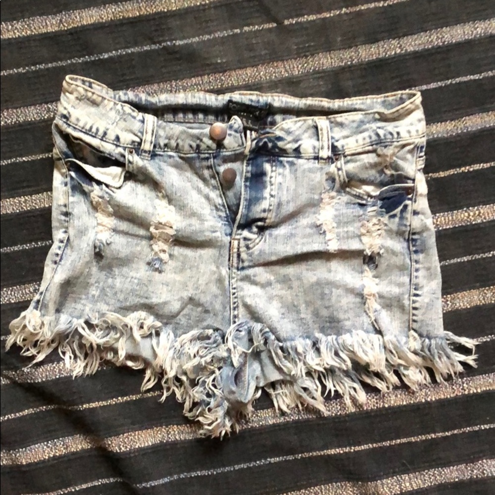 High Waisted Stretch Denim Shorts